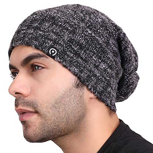 Coreteq Unisex Melange Long Slouchy Woollen Beanie Winter Cap (Classic Grey, Free Size, Pack of 1) - Image 1