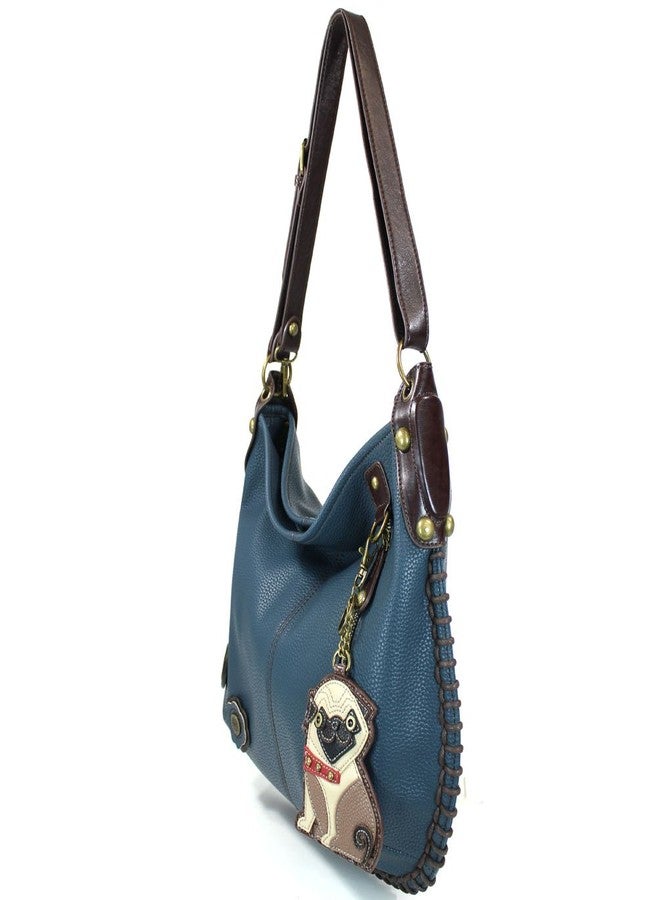 CHALA Large Charming Hobo/Xbody with Adjustable Strap, Navy Blue, 16.5 x 0.5 x 13 in (Pug Dog) - Image 4