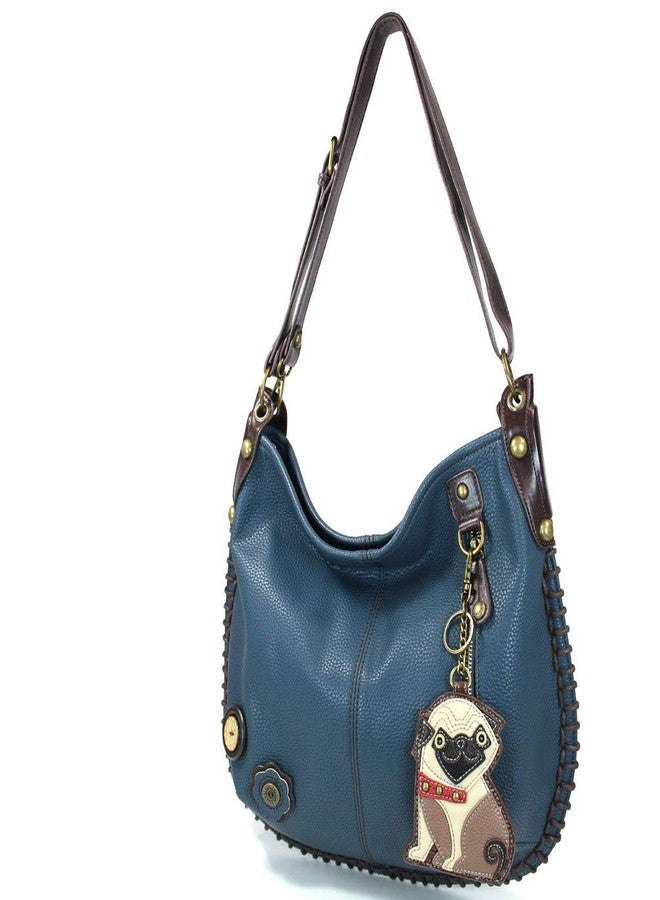 CHALA Large Charming Hobo/Xbody with Adjustable Strap, Navy Blue, 16.5 x 0.5 x 13 in (Pug Dog) - Image 1