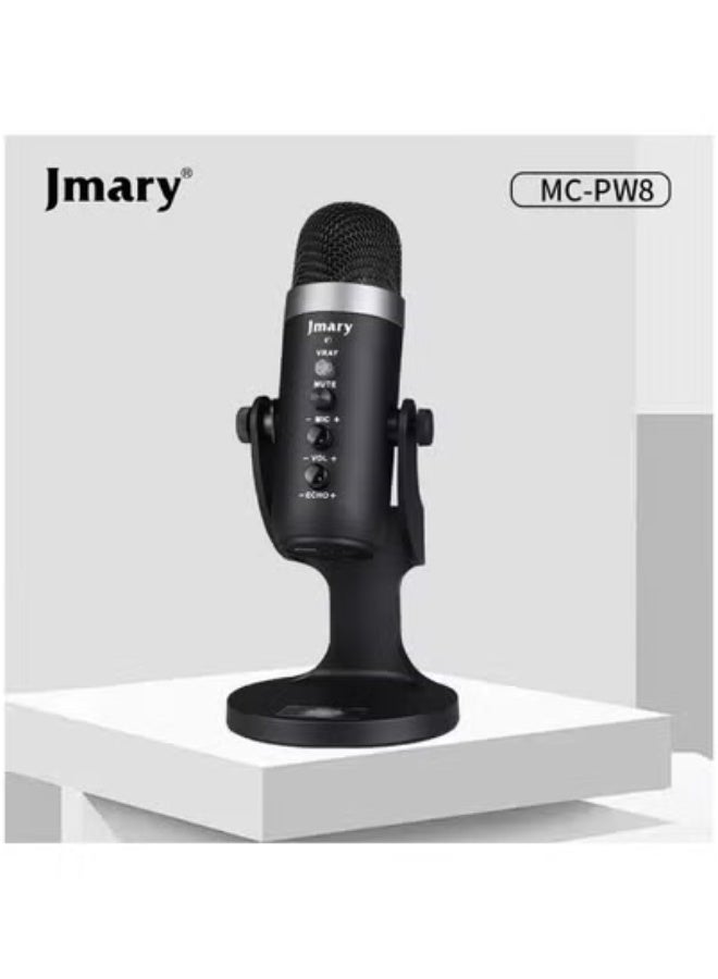 Jmary 🎙️ MC-PW8 USB Condenser Microphone for Podcasting, Streaming, Gaming, Voice-Over & Recording – Plug & Play Mic with Noise Reduction, Adjustable Tripod Stand, Mute Button & Volume Control – Compatible with PC, Laptop, Mac – Studio-Quality Sound - Image 1