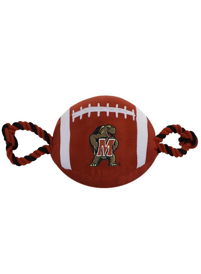Pets First Maryland Football Dog Toy, Tough Quality Nylon Materials, Strong Pull Ropes, Inner Squeaker, Collegiate Team Color - Image 1