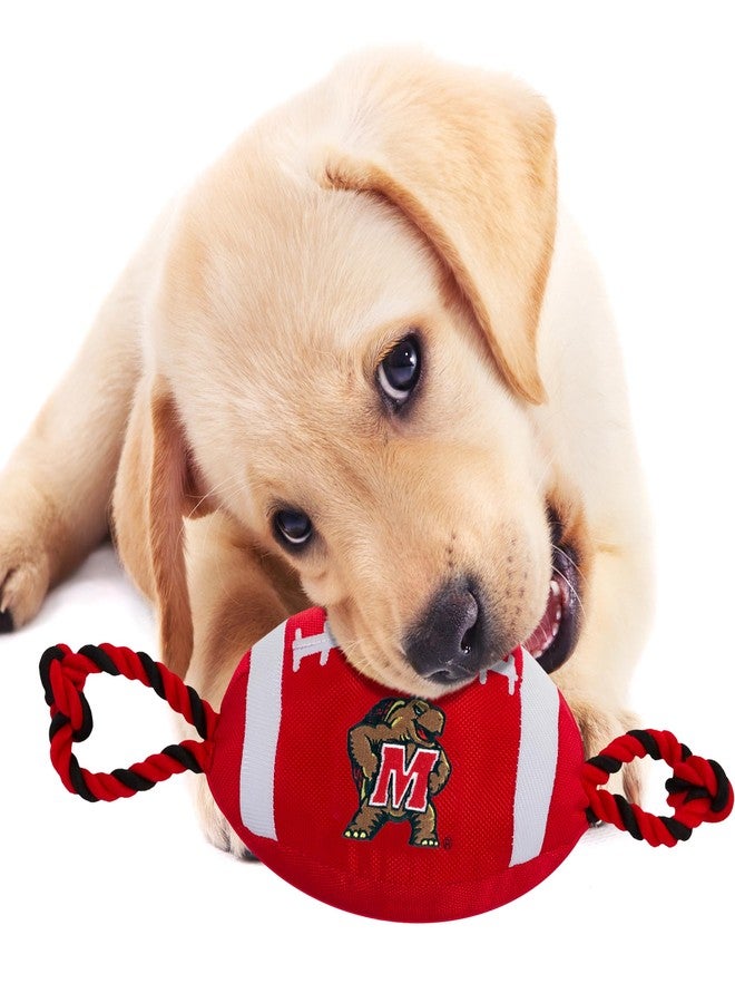 Pets First Maryland Football Dog Toy, Tough Quality Nylon Materials, Strong Pull Ropes, Inner Squeaker, Collegiate Team Color - Image 4