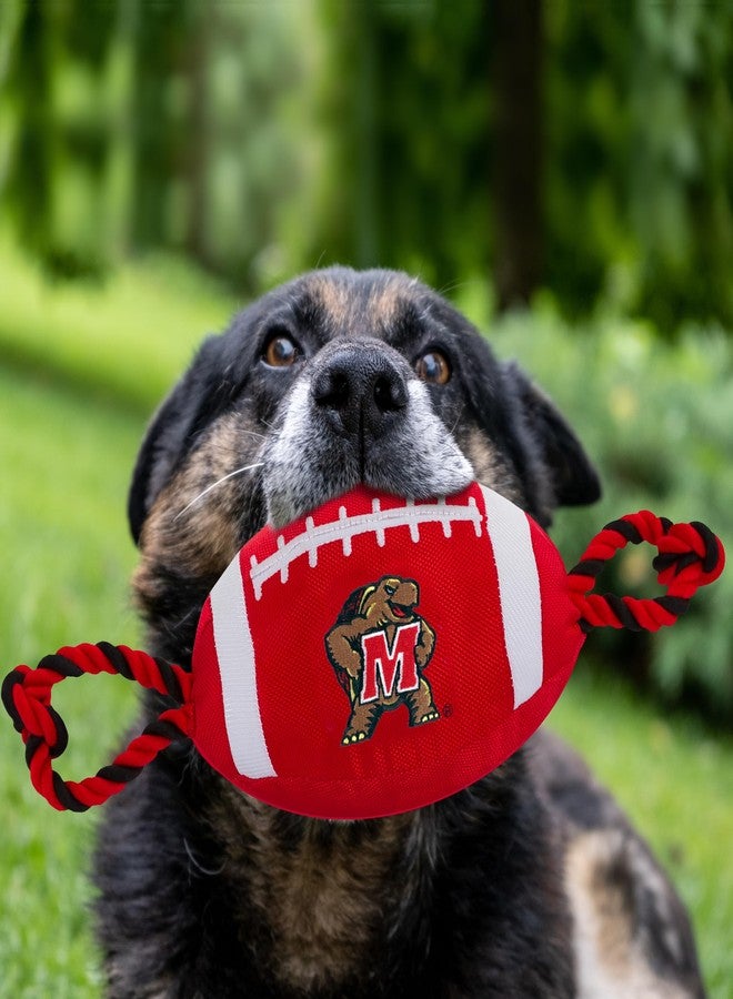 Pets First Maryland Football Dog Toy, Tough Quality Nylon Materials, Strong Pull Ropes, Inner Squeaker, Collegiate Team Color - Image 2