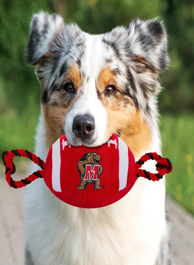 Pets First Maryland Football Dog Toy, Tough Quality Nylon Materials, Strong Pull Ropes, Inner Squeaker, Collegiate Team Color - Image 3