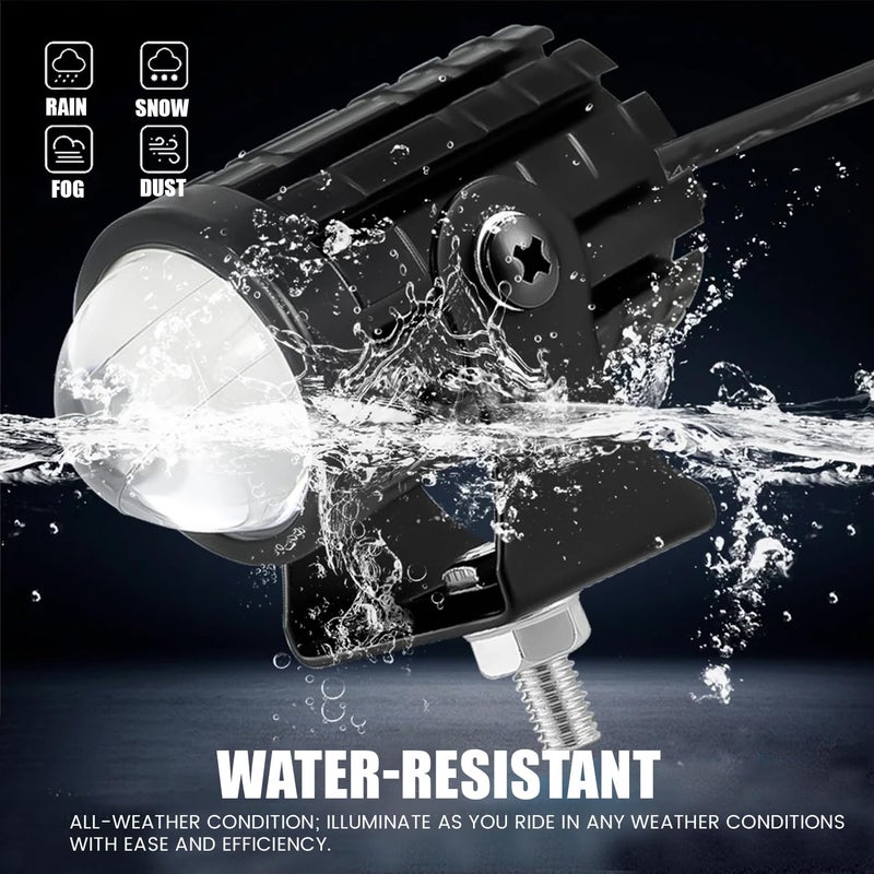 Pivalo مصباح ضباب دراجة Pivalo 12V DC فائق السطوع 18W هيكل معدني مقاوم للماء مصباح LED عالمي مع مفتاح مقود لجميع الدراجات النارية والسكوتر (مجموعة من 2، أصفر وأبيض) - Image 5