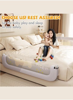 WEMART Baby Bed Rail Guard for Toddlers,Crib Bumpers,Toddler Bed Side Rails for Twin, Full, Queen Bunk Size Bed Swing Down Bedrail Extral Tall Child Safety Side Railing Guards for Kids  - Image 3