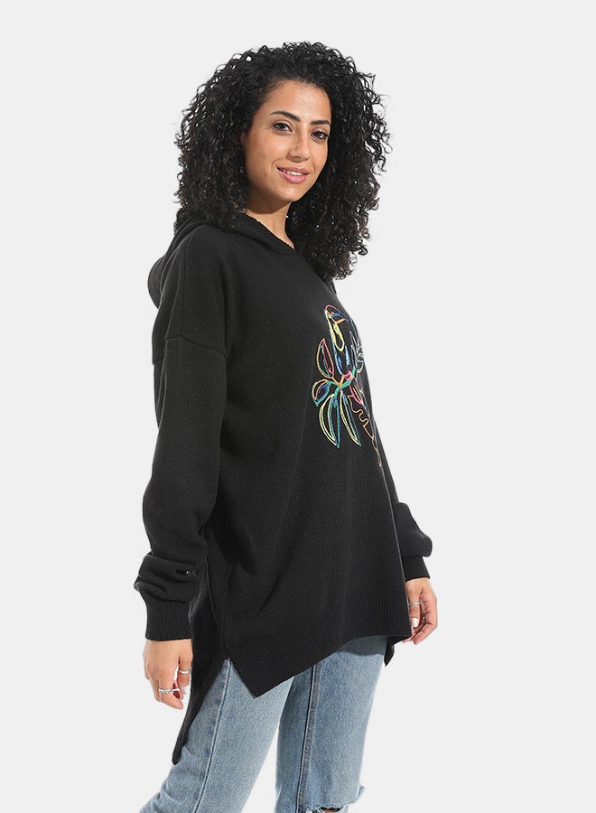Andora Printed Long Sleeves Hoodie _ Black - Image 3