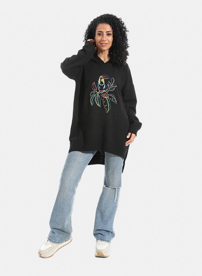 Andora Printed Long Sleeves Hoodie _ Black - Image 4