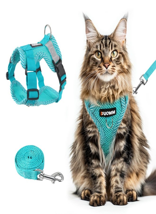 wanheart Cat Harness and Leash Set - Escape Proof Adjustable Breathable Vest for Cats, Soft Mesh Padded Harness with Reflective Strips - Easy Control for Kittens, Indoor & Outdoor Cats (Emerald, XL) - Image 1
