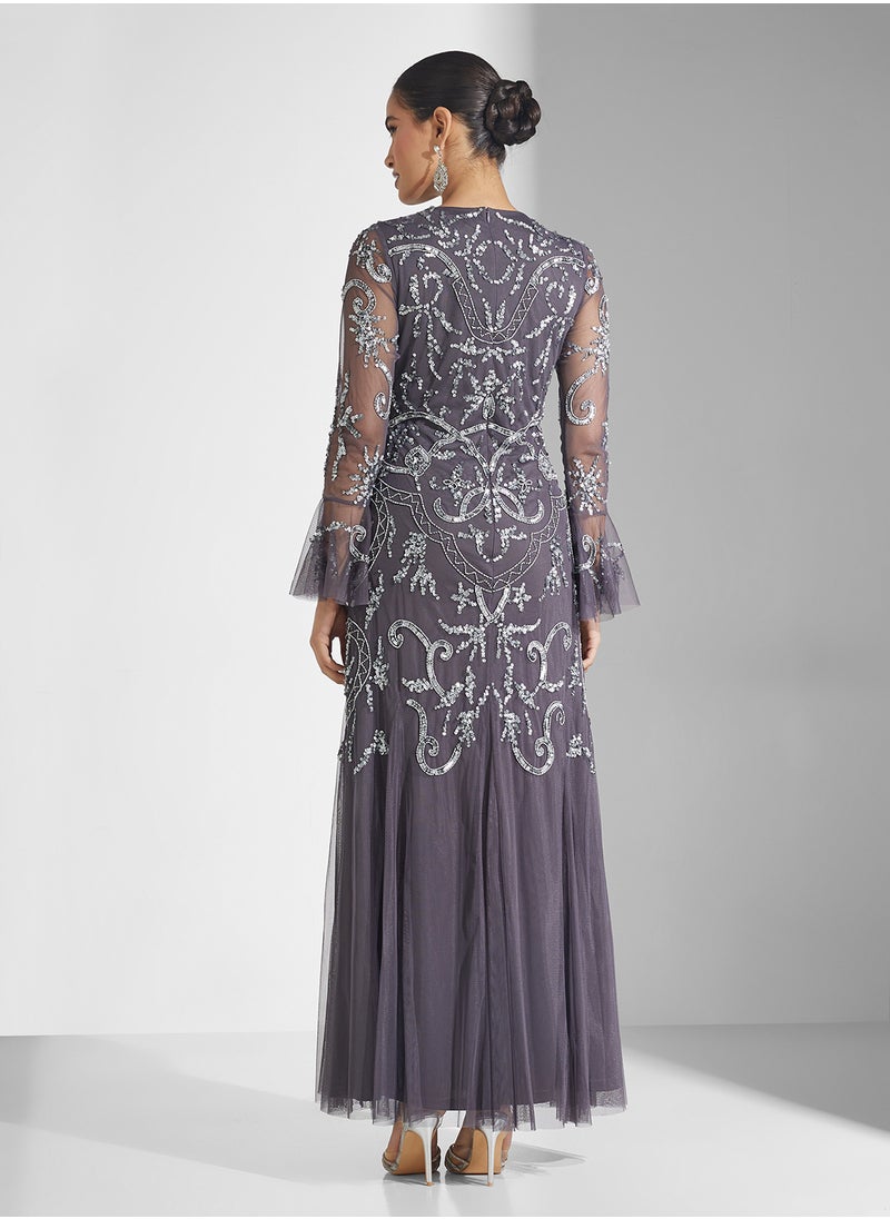 Amelia Rose - Flared Sleeve Maxi Dress - Image 1