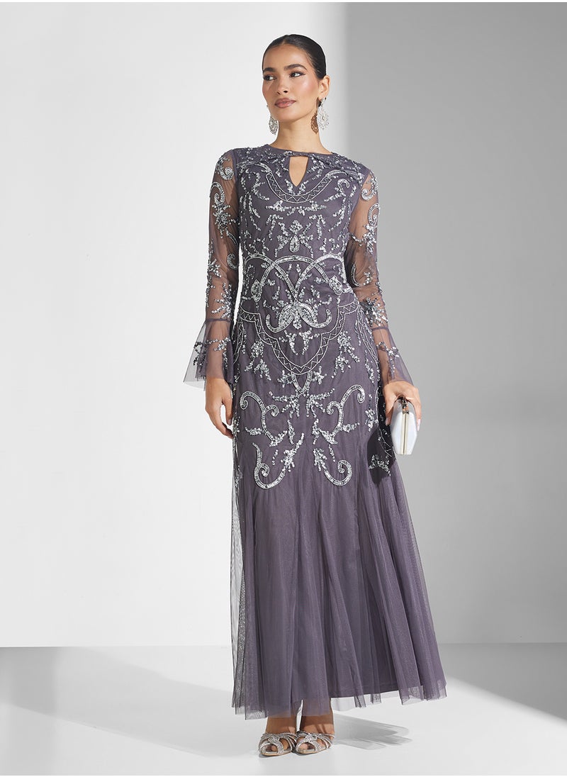Amelia Rose - Flared Sleeve Maxi Dress - Image 1