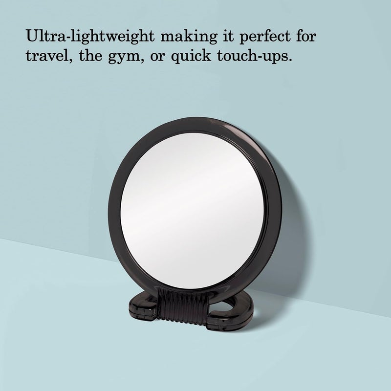 Diane Plastic Handheld Mirror – Magnifying 2-Sided Vanity Mirror with Folding Circle Handle and Stand for Hanging – Medium Size, 6”x 10” for Travel, Bathroom, Desk, Makeup, Beauty, Grooming, D1014 - Image 4