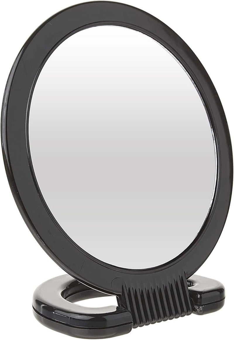 Diane Plastic Handheld Mirror – Magnifying 2-Sided Vanity Mirror with Folding Circle Handle and Stand for Hanging – Medium Size, 6”x 10” for Travel, Bathroom, Desk, Makeup, Beauty, Grooming, D1014 - Image 1
