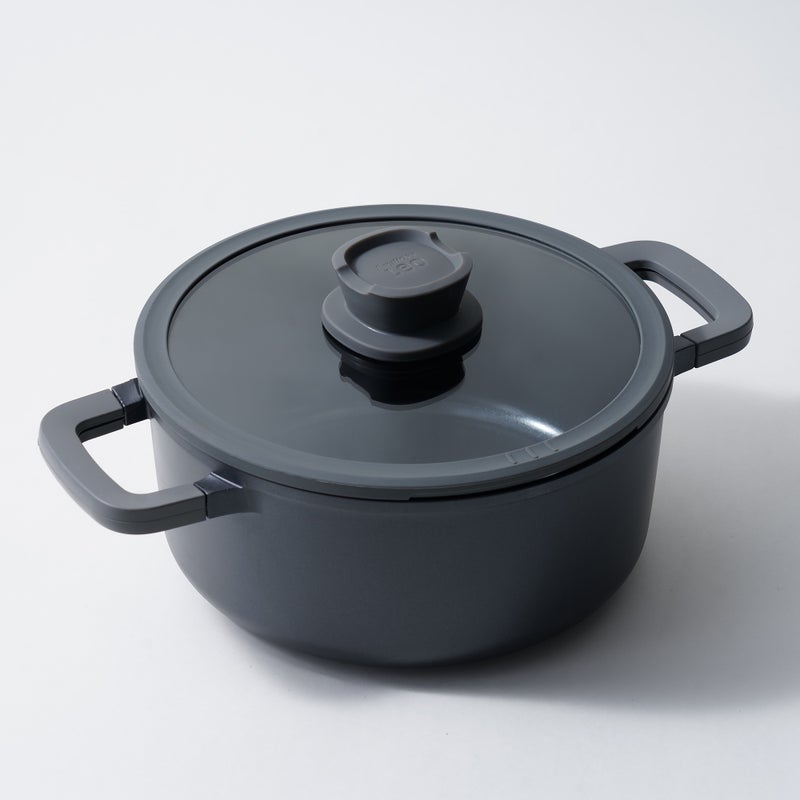 بيرجوف بيرجهوف مقلاة الومنيوم بغطاء ومقبضين 24سم، أسود - Image 1