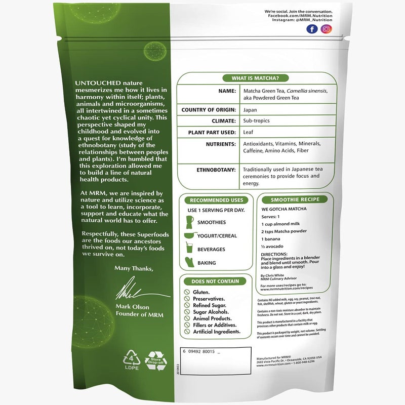 MRM سوبر فودز - مسحوق شاي ماتشا الأخضر، 6 أونصة - Image 2