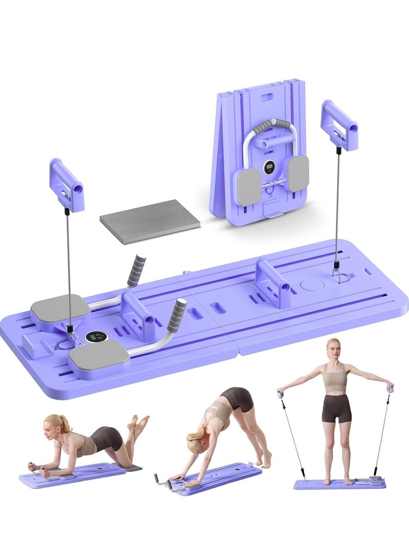 Y&D Portable Pilates Reformer Machine for Home Gym - Auto-Rebound Pilates Board with Abdominal Core Trainer & Full Body Workout Professional Pilates Equipment for Men and Women Purple  - Image 1
