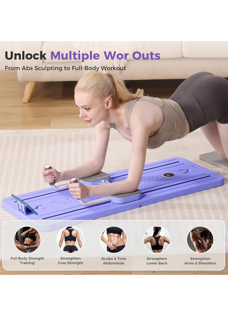 Y&D Portable Pilates Reformer Machine for Home Gym - Auto-Rebound Pilates Board with Abdominal Core Trainer & Full Body Workout Professional Pilates Equipment for Men and Women Purple  - Image 2