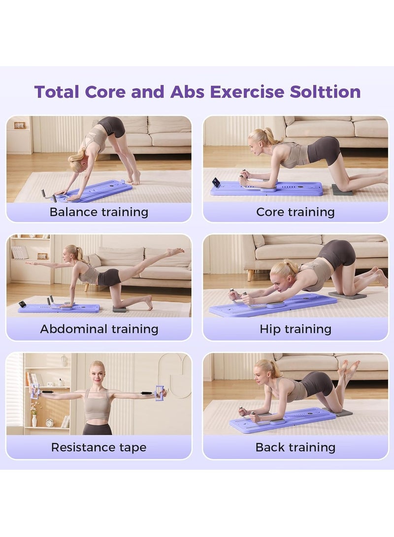Y&D Portable Pilates Reformer Machine for Home Gym - Auto-Rebound Pilates Board with Abdominal Core Trainer & Full Body Workout Professional Pilates Equipment for Men and Women Purple  - Image 3