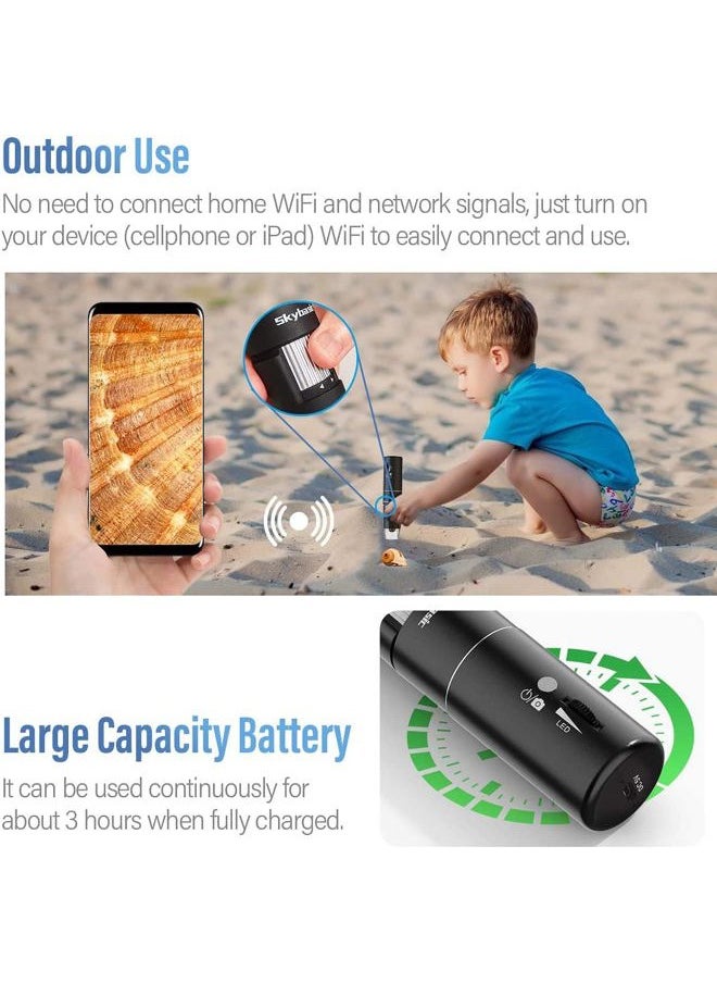 Skybasic Wireless Digital Microscope, Skybasic 50X-1000X Magnification WiFi Portable Handheld Microscopes with Adjustable Stand HD USB Microscope Camera Compatible with iPhone Android iPad Windows Mac Computer  - Image 5