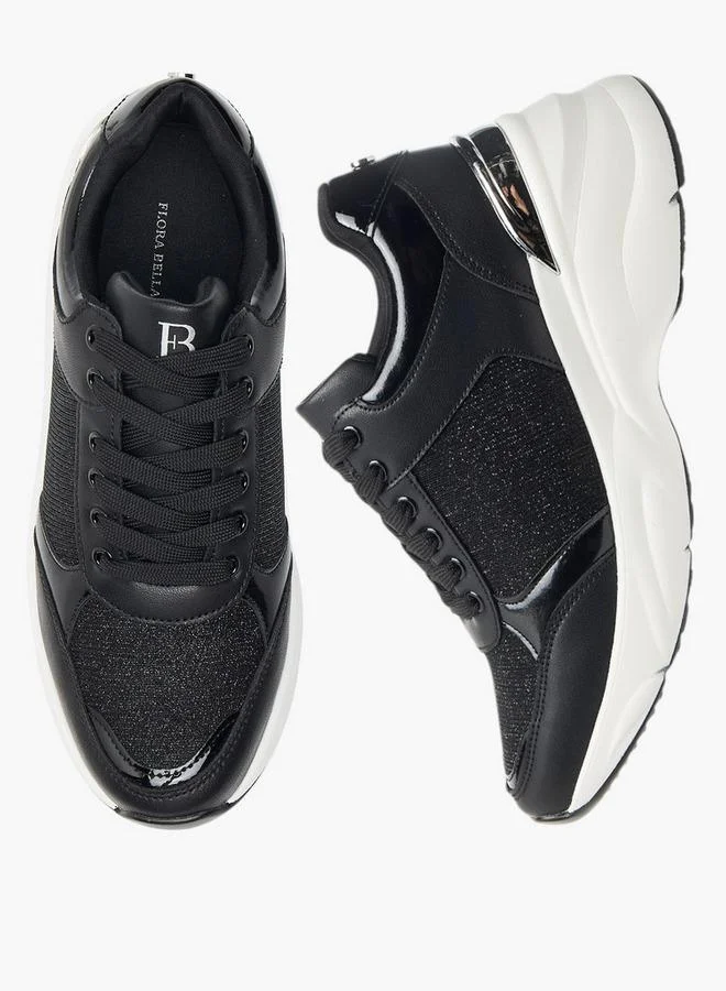 فلورا بيلا من شو إكسبرس سنيكرز نسائي مزين بالترتر مع إغلاق برباط