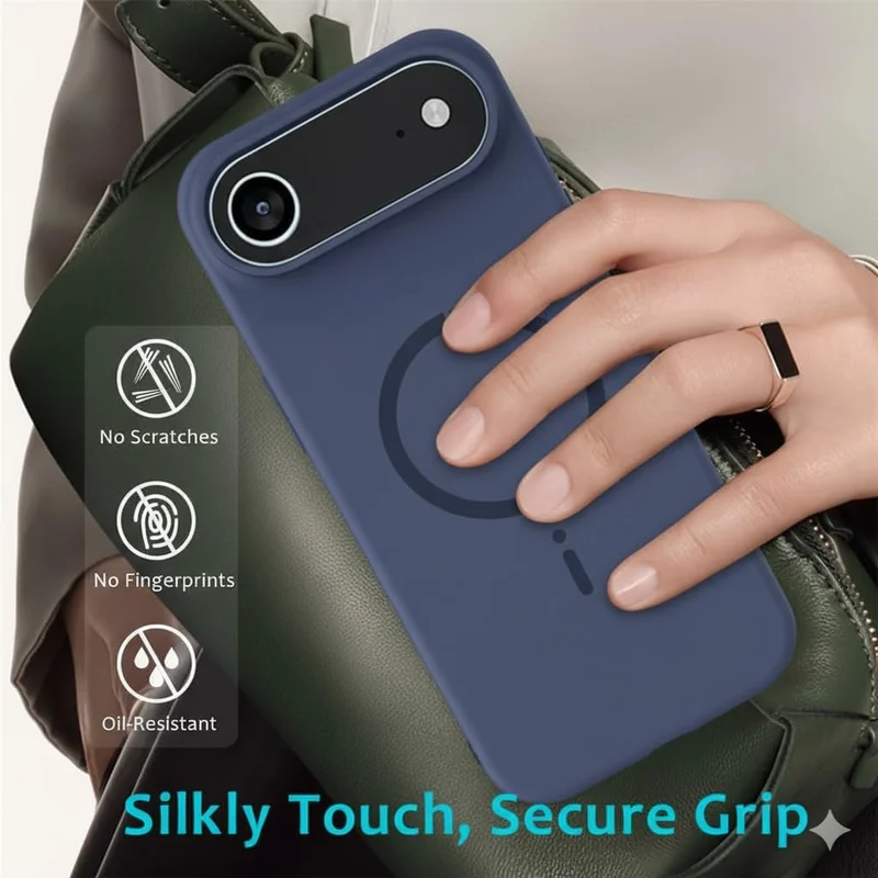 Mobcos Mobcos iPhone 17 Air Navy Blue Mobcos iPhone 17 Air Navy Blue Luxury Magnetic Compatible for iPhone Series – Shockproof, Slim Fit, Soft-Touch Protective Cover with Magnetic Wireless Charging Support  | Best Price UAE