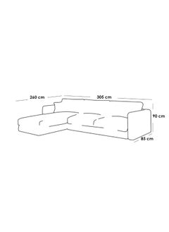 Al Home 5 Seater Swedish Wood And Linen L-Shape Sofa -260x85x85 cm White  - Image 2