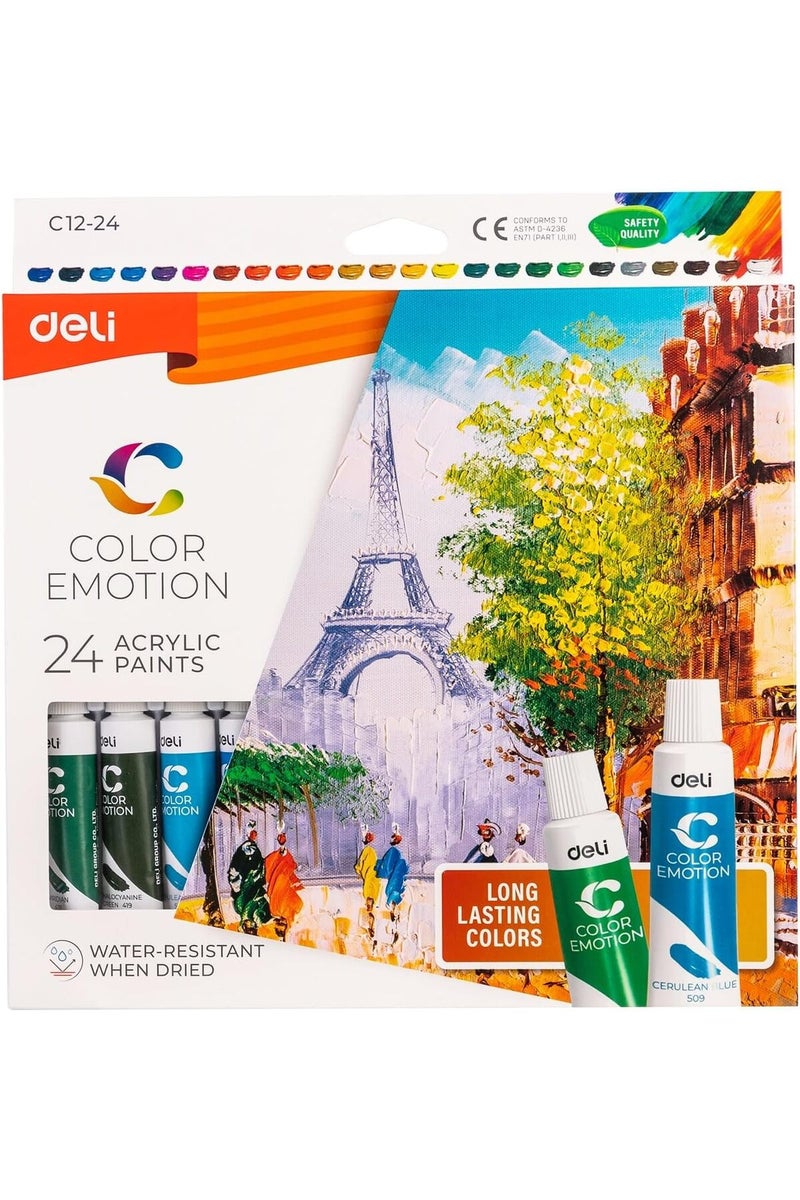 Deli Acrylic Colors 24 Colors, 12ml (EC12-24) - Image 5