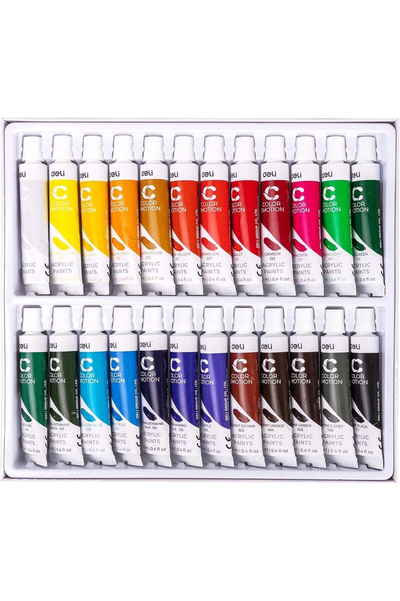 Deli Acrylic Colors 24 Colors, 12ml (EC12-24) - Image 3