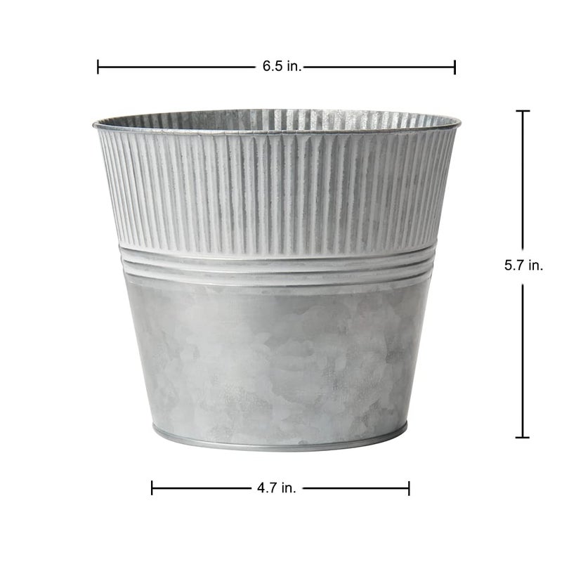Briful 6.5'' Galvanized Planter, Medium Size Metal Buckets for Flowers Farmhouse Outdoor Planters Metal Pail for Home Decor Indoor, Set of 6 - Image 2