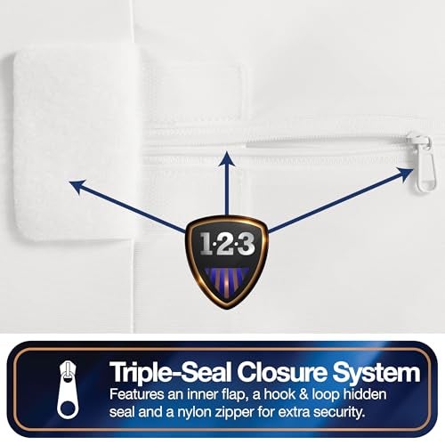 Bed Bug Blocker All-in-One Quiet Water Resistant Zip-Up Pillow Protectors, Standard/Queen, 4-Pack - Image 5