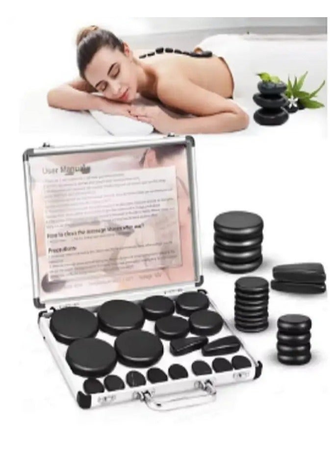 Snooe Hot Stones for Massage, Basalt Massage Stone Warmer,Hot Stone Massage Kit Stones for Home Spa Warming Therapy Relaxing Relieve Pain - Image 1