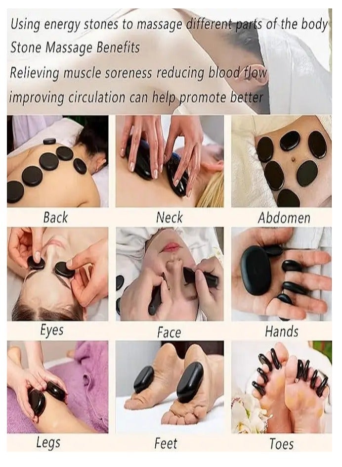 Snooe Hot Stones for Massage, Basalt Massage Stone Warmer,Hot Stone Massage Kit Stones for Home Spa Warming Therapy Relaxing Relieve Pain - Image 4