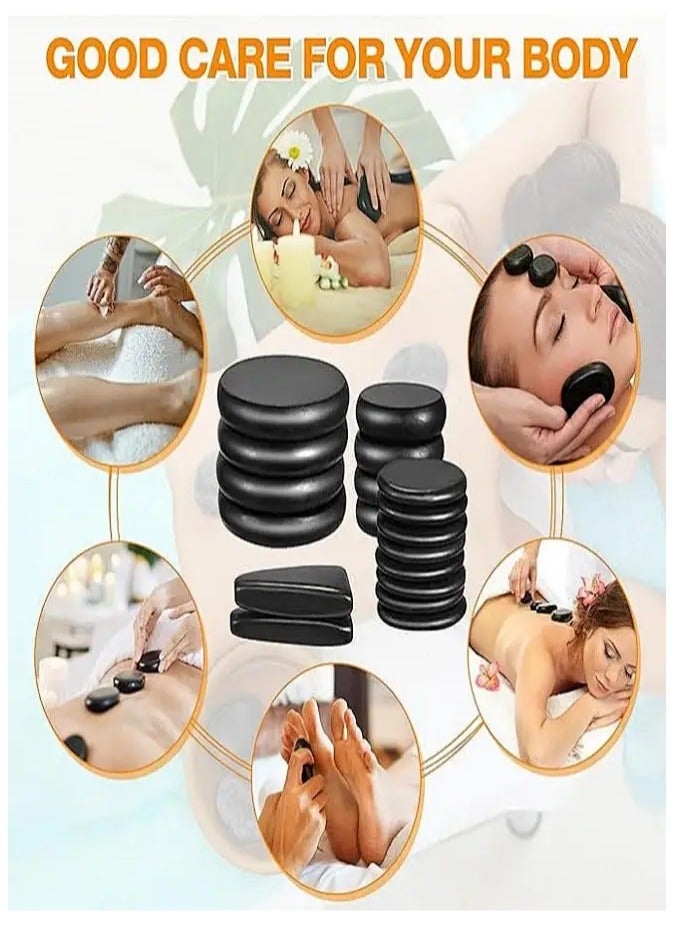 Snooe Hot Stones for Massage, Basalt Massage Stone Warmer,Hot Stone Massage Kit Stones for Home Spa Warming Therapy Relaxing Relieve Pain - Image 3