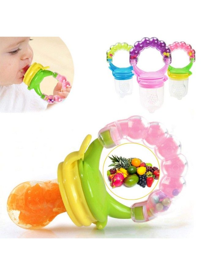 BabyGo مغذي طعام سيليكون خالي من BPA للأطفال العضاض مع مقبض جرس (متعدد الألوان 6-12 شهر) - Image 1