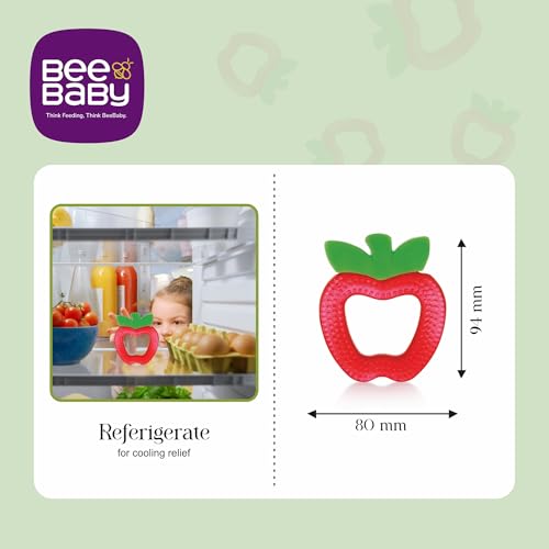 BeeBaby Teethers for 6 to 12 Months BPA Free. Cooling Water Filled Baby Teether, Soft Teething Toy for Babies with Carry Case, Soothes Gums and Easy to Grip. 100% BPA, PVC Free. (Apple - Red, pack of 1) - Image 5