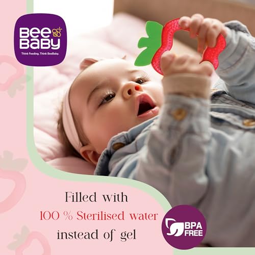 BeeBaby Teethers for 6 to 12 Months BPA Free. Cooling Water Filled Baby Teether, Soft Teething Toy for Babies with Carry Case, Soothes Gums and Easy to Grip. 100% BPA, PVC Free. (Apple - Red, pack of 1) - Image 4
