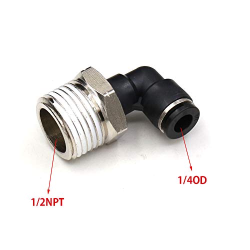CEKER 1/2 Npt Push to Connect Air Fitting CEKER 1/4 inch OD Tubing Elbow Air Line Quick Connect Fittings Male Threaded 90 Degree Push in Lock Fit Pneumatic Fittings Tube Connector 2Pack - Image 3