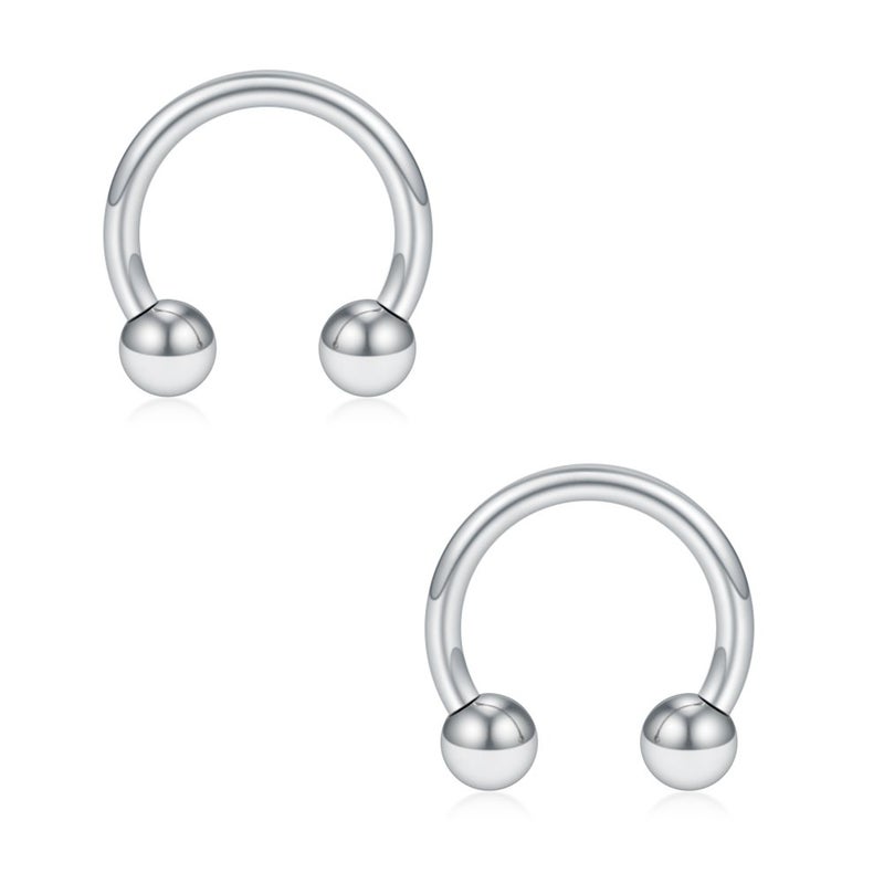 SCERRING 12PCS 316L Stainless Steel 16G Circular Barbells Eyebrow Lip Ear Tragus Horseshoe Hoop Rings With Balls 6mm - Image 3