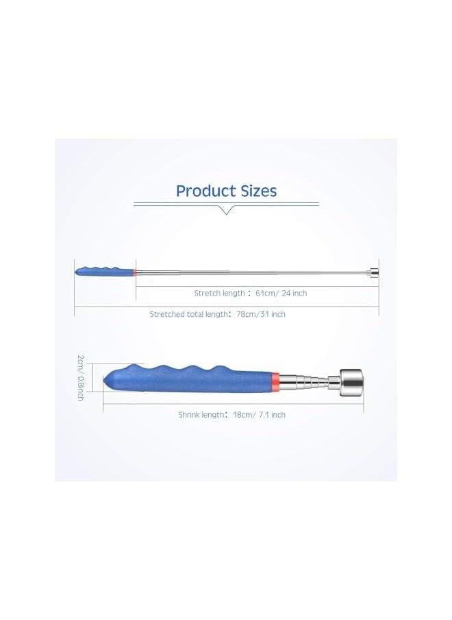 PROMASS Telescoping Magnetic Pickup Tool 20 Lbs Magnet Extension Tool Telescoping Magnet 30 Inch Extendable Magnet Stick Gadget for Men Suitable for Birthday Father's Day Christmas (Blue and Black,2 Pieces)  - Image 2