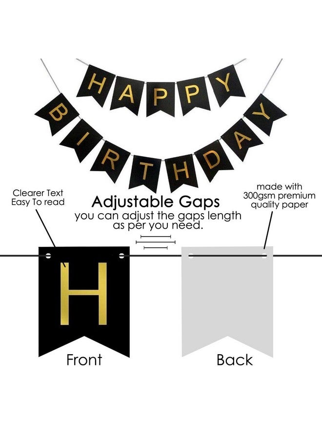 Party Propz Happy Birthday Decoration Items - Black Happy Birthday Backdrop Decorations | Happy Birthday Decoration Kit | Black Happy Birthday Banner with LED Lights (Cardstock) - Image 4