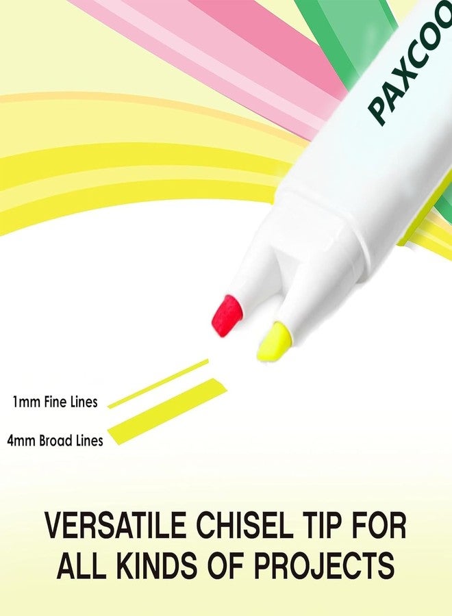 PAXCOO 4 in 1 Highlighter Marker Pens, 4 Colors Chisel Tip Art Markers Sketch Pen, Clear View Highlighter Pastel for Study School & Office Journal Quick Drying & Non-Toxic Sketch - Image 2