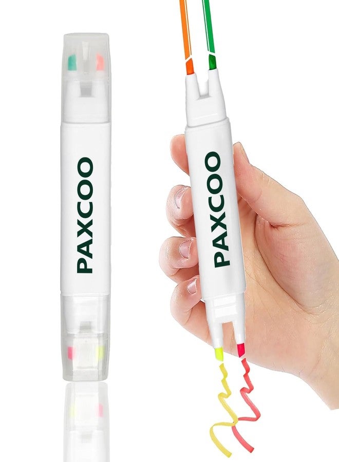 PAXCOO 4 in 1 Highlighter Marker Pens, 4 Colors Chisel Tip Art Markers Sketch Pen, Clear View Highlighter Pastel for Study School & Office Journal Quick Drying & Non-Toxic Sketch - Image 1