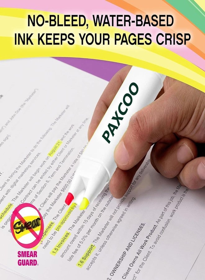 PAXCOO 4 in 1 Highlighter Marker Pens, 4 Colors Chisel Tip Art Markers Sketch Pen, Clear View Highlighter Pastel for Study School & Office Journal Quick Drying & Non-Toxic Sketch - Image 5
