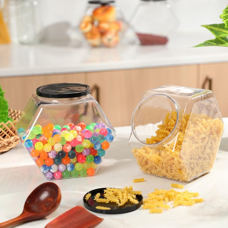 Norme 4 Pcs 129 oz Plastic Candy Jars with Lids Hexagon Cookie Jars for Kitchen Counter Candy Bar Containers Acrylic Clear Containers for Buffet Storage Display Dog Treat Laundry Pod Buffet Craft - Image 5