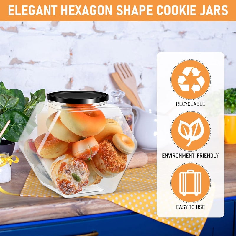 Norme 4 Pcs 129 oz Plastic Candy Jars with Lids Hexagon Cookie Jars for Kitchen Counter Candy Bar Containers Acrylic Clear Containers for Buffet Storage Display Dog Treat Laundry Pod Buffet Craft - Image 3