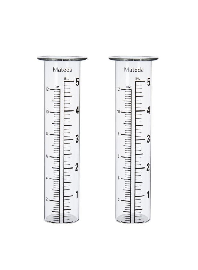 Mateda 5" Capacity Rain Gauge Glass Replacement Tube, Lip Design, Great for Yard Garden Outdoor Home (2) - Image 1