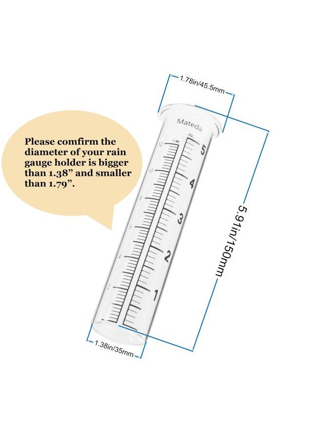 Mateda 5" Capacity Rain Gauge Glass Replacement Tube, Lip Design, Great for Yard Garden Outdoor Home (2) - Image 4