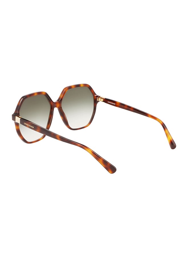 Longchamp نظارة شمسية مستطيلة للحماية من الأشعة فوق البنفسجية للنساء - LO707S-230-5815 - مقاس العدسة: 58 ملم  - Image 3