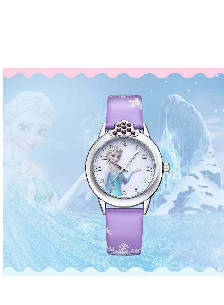 هدية الكريسماس المجمدة إلسا وأنا ساعة للأطفال البنات الأرجواني - Image 2