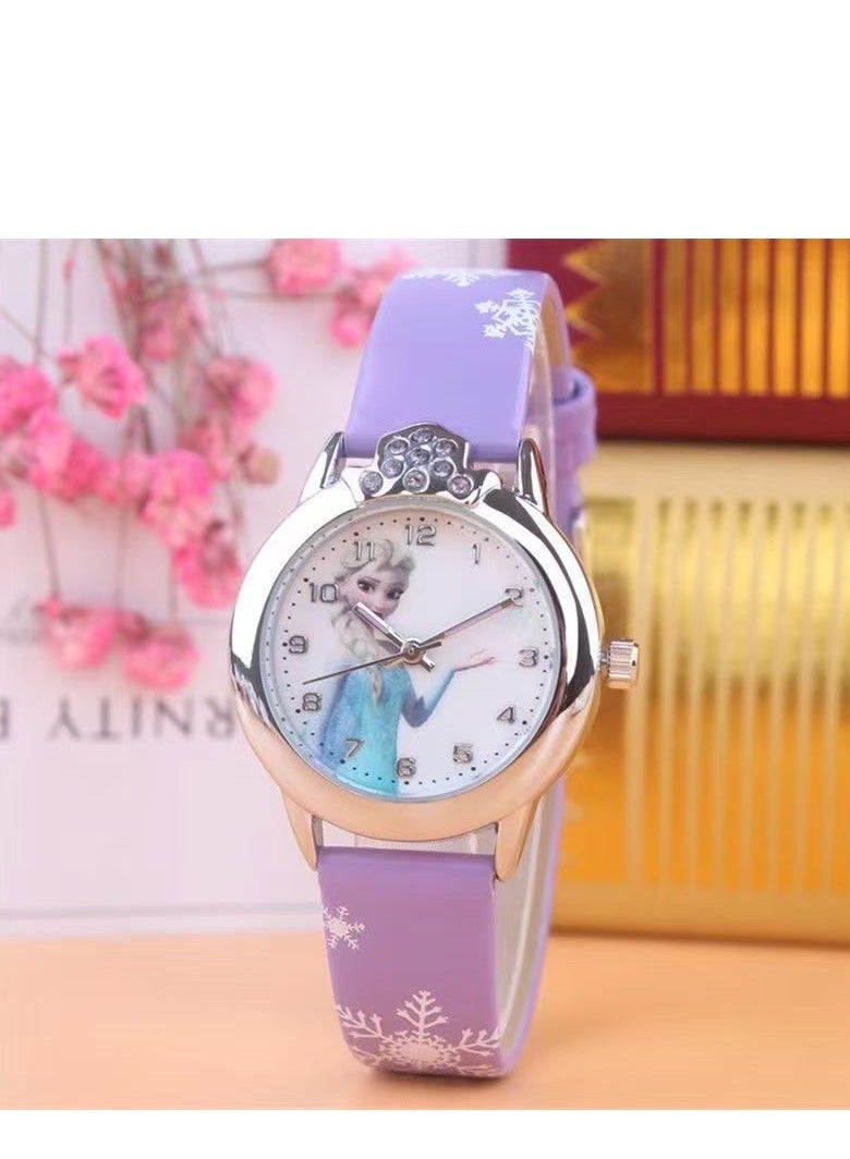 هدية الكريسماس المجمدة إلسا وأنا ساعة للأطفال البنات الأرجواني - Image 3